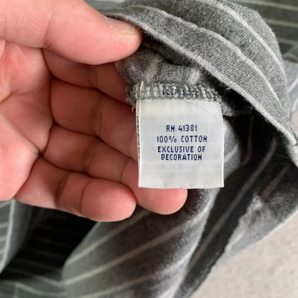 Polo Ralph Lauren Shirt Mens XL Gray White Striped Cotton Tee Casual‎ Crewneck